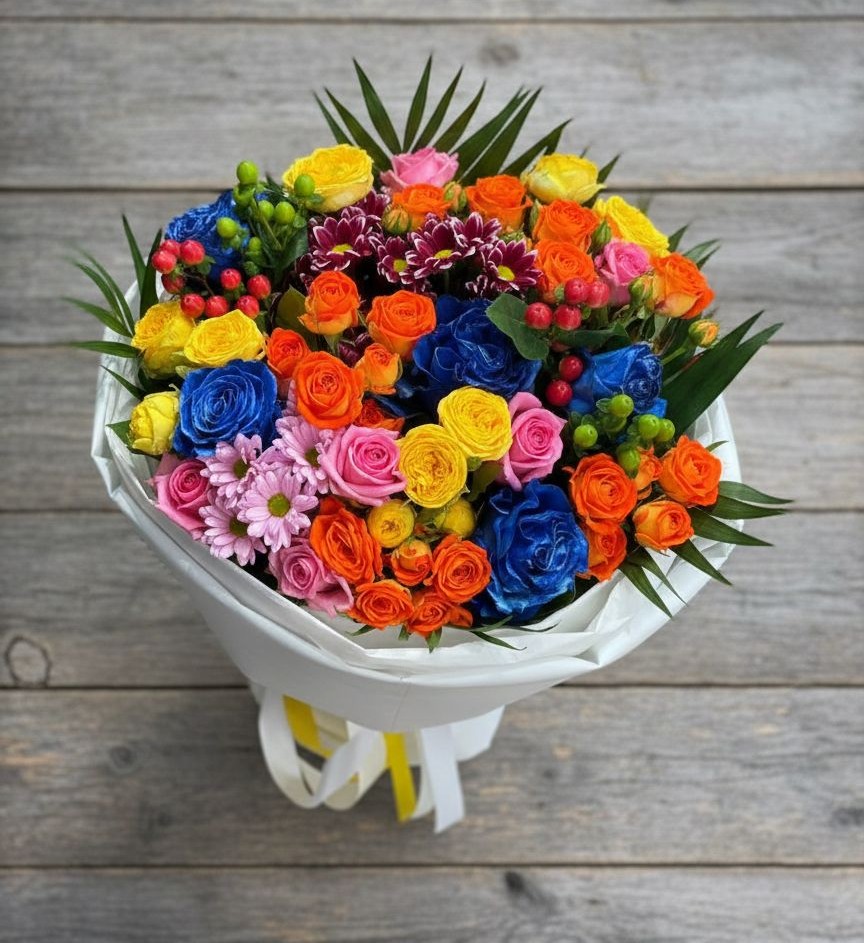 Букет цветов из: Розы и Хризантемы в Каз