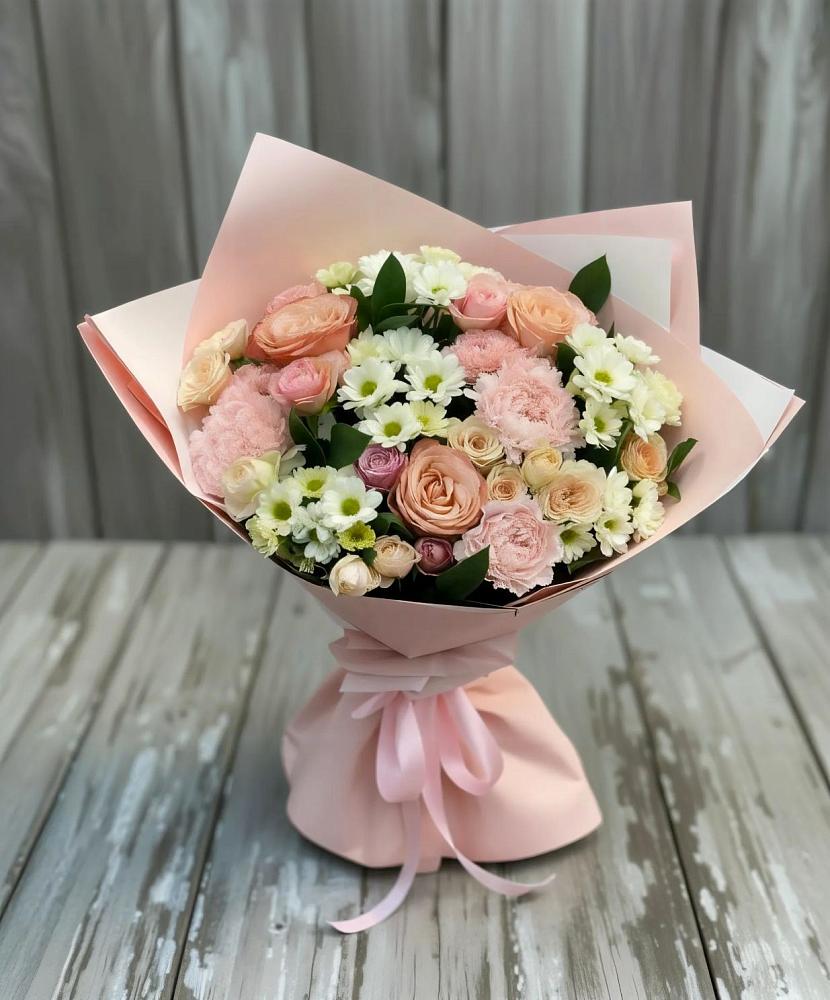 Букет цветов из: Гвоздики, Розы и Хризантемы в Каз