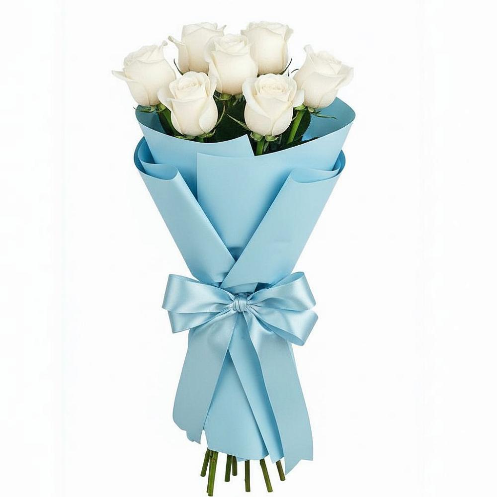 Букет 7 белых роз Проуд в Каз
