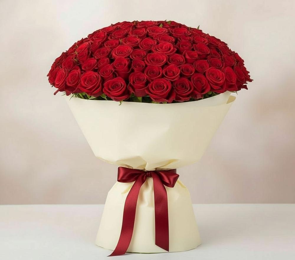 Букет 101 Красная роза Милано в Каз