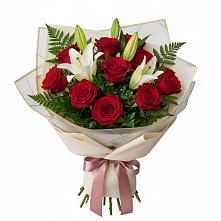Букет цветов из:  Лилии и Розы в Каз