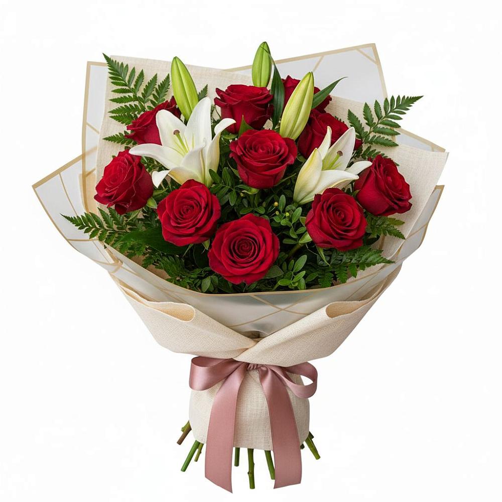 Букет цветов из: Лилии и Розы в Каз