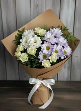 Букет цветов из:  Хризантемы и Розы #REPLACE_PRED# Каз