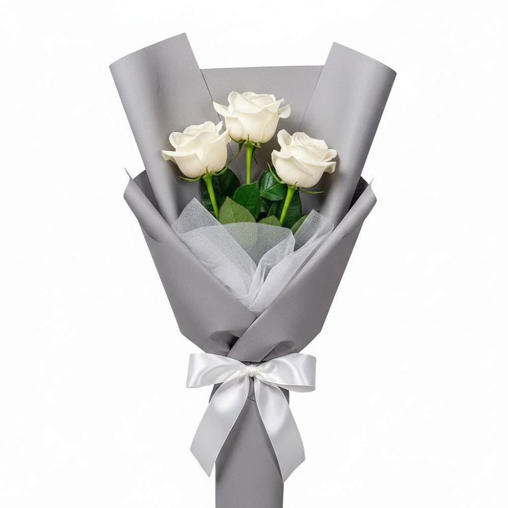 Букет 3 белые розы в Каз
