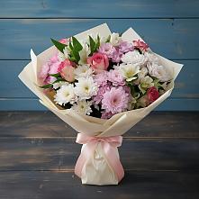 Букет цветов из:  Хризантемы, Альстромерии и Розы в Каз