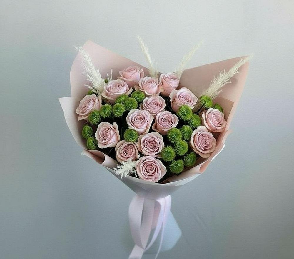 Букет цветов из: Розы и Хризантемы в Каз