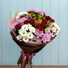 Букет цветов из:  Розы, Хризантемы и Альстромерии #REPLACE_PRED# Каз