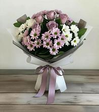 Букет цветов из:  Хризантемы и Розы в Каз