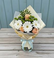 Букет цветов из:  Герберы, Розы и Хризантемы в Каз